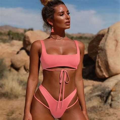 Midou Sexy Bandage Bikinis Push Up Swimwear Women Swimsuit Brazilian Bikini Set Summer