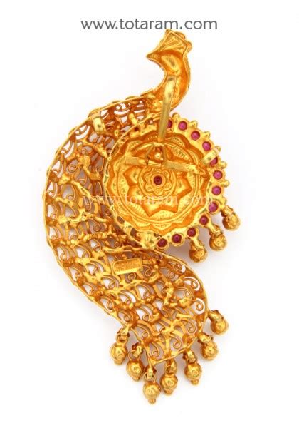 22k Gold Peacock Pendant Temple Jewellery 235 Gp3316 In 11 950 Grams