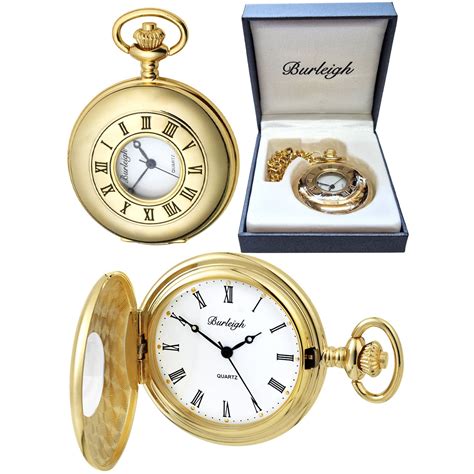 Woodford Half Hunter Pocket Watch With Polished Gold Plated Case And