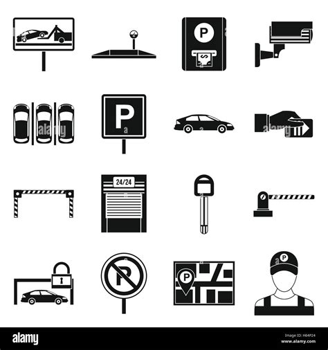 Car Parking Icons Set Simple Style Stock Vector Image Art Alamy