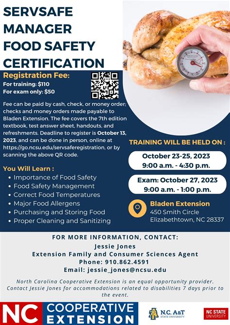 Upcoming Servsafe Manager Food Safety Certification Nc Cooperative