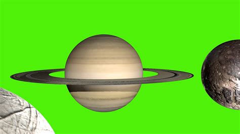 3d Model Saturn Planet And Moons Flyby Green Screen Movie Youtube