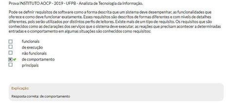 Prova Instituto Aocp Ufpb Analista De Tecnologia Da