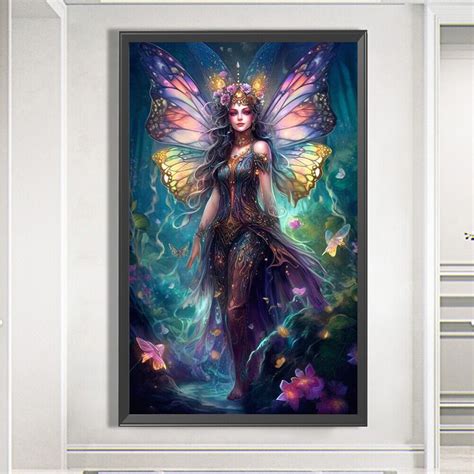 5d Diy Full Round Drill Partial Ab Diamond Painting Butterfly Girl