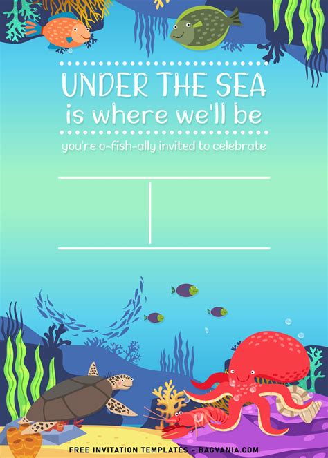 9 Under The Sea Themed Birthday Invitation Templates Free Printable Birthday Invitation