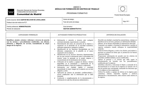 Anexo M Dulo De Formaci N En Centros De Trabajo