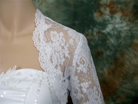 Lace Bolero Wedding Bolero White 34 Sleeve Bridal Alencon Lace Wedd