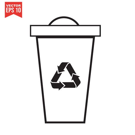 Trash Can Icon With Recycle Sign Garbage Bin Or Basket With Recycling