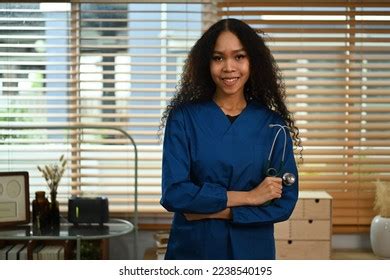 Portrait Healthcare Worker Caregiver Uniform Standing Stock Photo ...