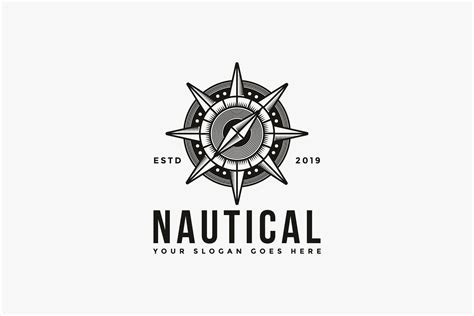 Vintage Retro Compass Nautical Logo Graphic By Domstock · Creative Fabrica