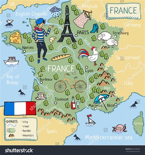 Stock Vector Cartoon Map Of France France