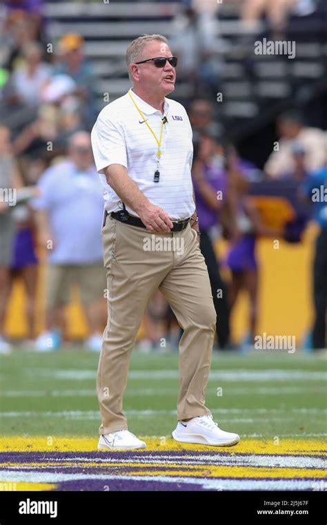 April 23 2022 Lsu Head Coach Brian Kelly Looks On As His Team