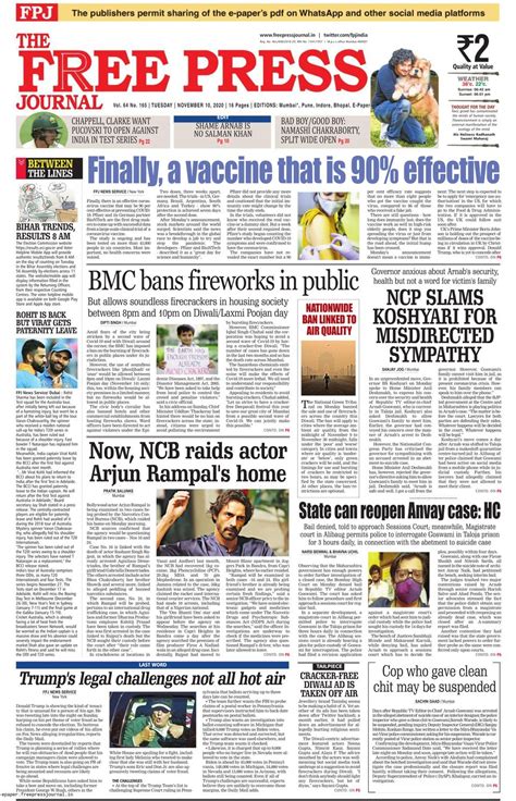 The Free Press Journal Mumbai November 10 2020 Newspaper