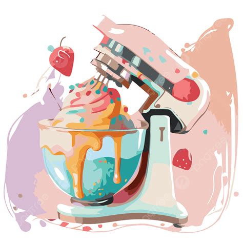 Una Ilustración Con Una Batidora De Helado Mezclando Helado Vector PNG