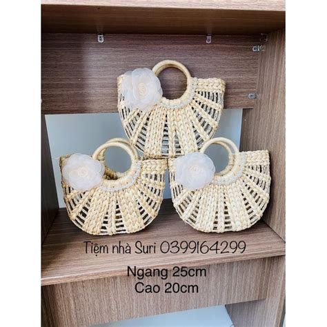 Túi cói CỰC HOT Túi lục bình Vintage đi biển chụp ảnh decor kiểu dáng siêu đẹp Shopee