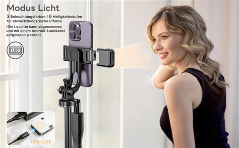 Selfie Stick Stativ Mit Licht Aluminium Extra Langes M Handy