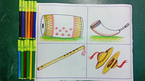 Bihu Instrument Bihu Dhol Paper Draw Assam Bihu Instrument Draw