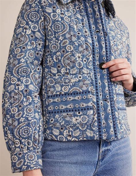 Veste matelassée imprimée Motif cachemire bleu Boden FR