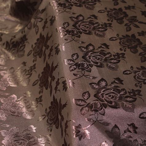 Brown Floral Jacquard Brocade Satin Fabric By The Yard Style 3006 Etsy