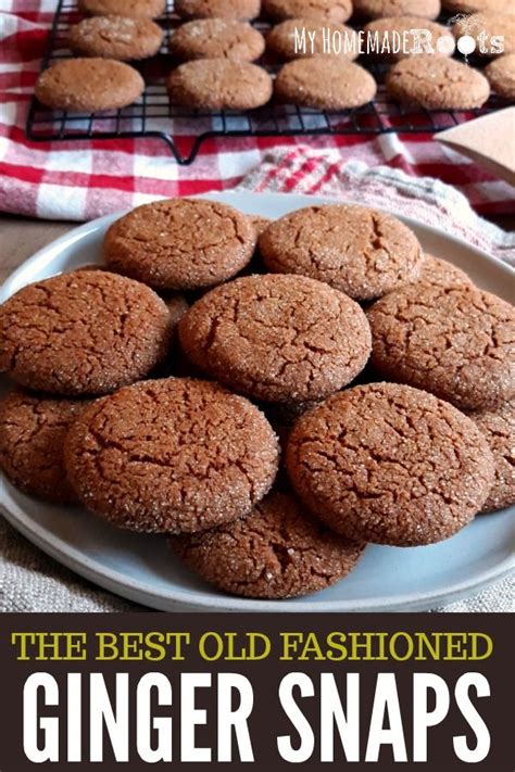 The Best Old Fashioned Ginger Snaps Recipe On A White Plate With Red And Black Checkered Tablecloth