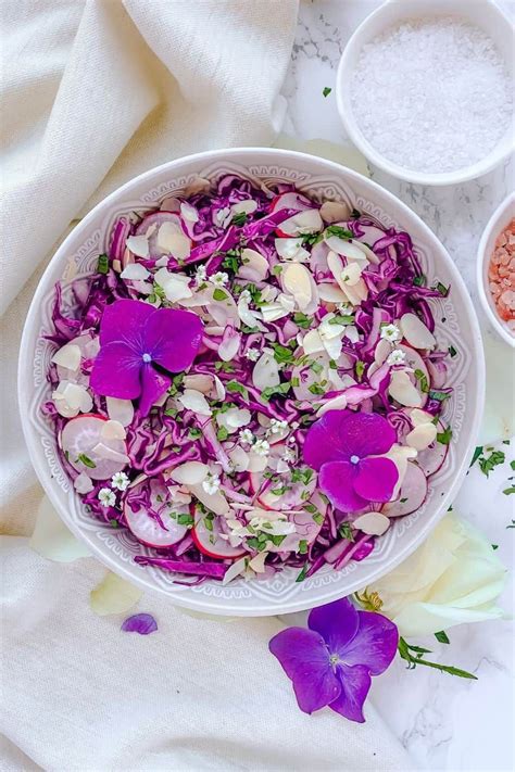 Healthy Purple Cabbage Salad With Almonds The Yummy Bowl Purple Cabbage Salad Recipe