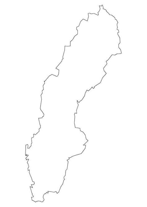 Outline Map of Sweden coloring page - Download, Print or Color Online for Free