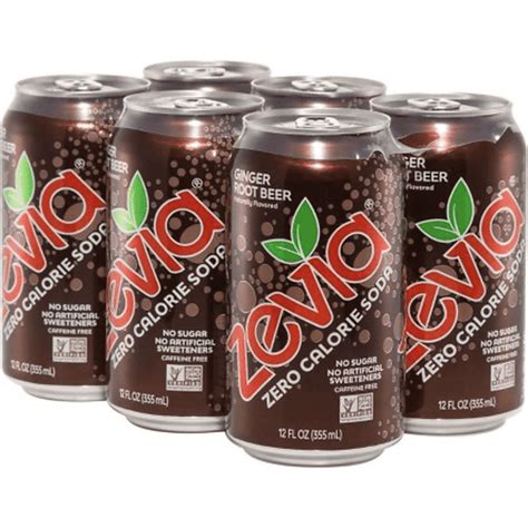 Zevia Soda Zero Calorie Ginger Root Beer 6 Pack Root Beer Cream