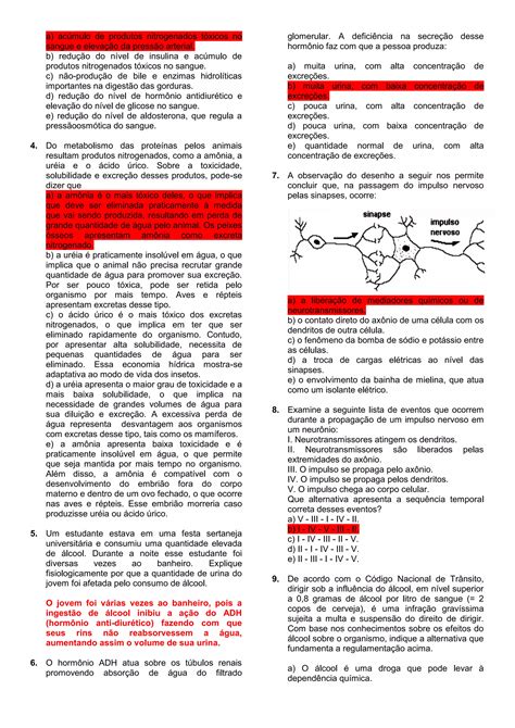 Lista de exercícios GABARITO Bio frente 1 e 2 4º bim 2014