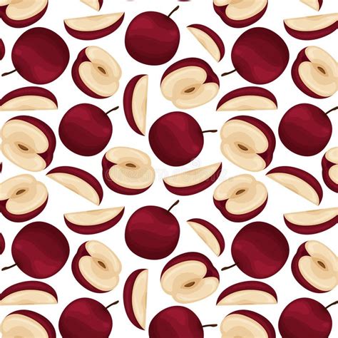 Seamless Pattern With Red Apples Fruit Vector Stock Vector