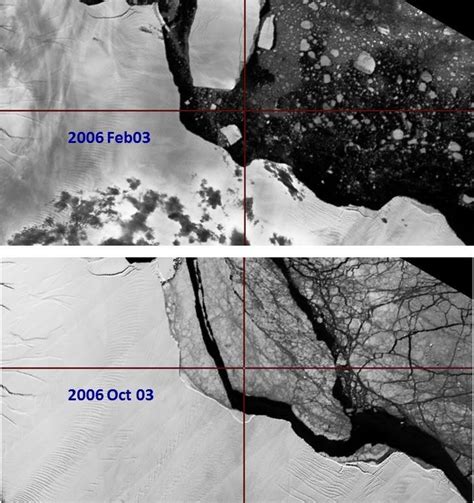 Monitoring The Larsen C Ice Self Calving 2006 Feb 2005 Oct From Nsidc