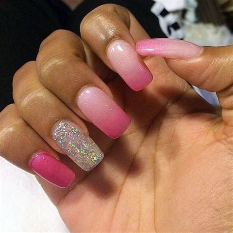 Bahja Rodriguez Light Pink Pink Glitter Ombré Nails Steal Her Style