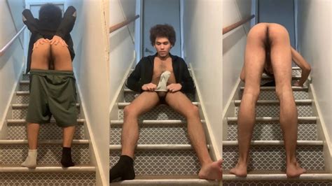Masturbating With Dirty Sock And Showing Ass Off At Staircase Gay Porn