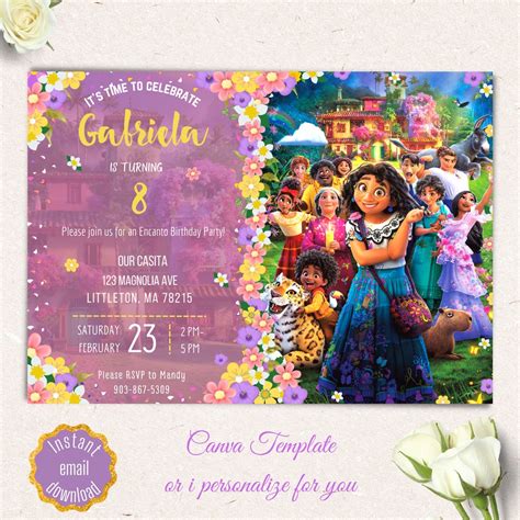 Encanto Birthday Invitation Mirabel Encanto Invite Digital Download Canva Template Print