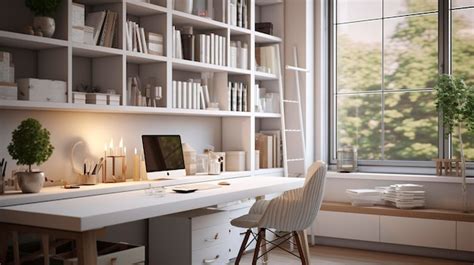 Premium AI Image | Modern Home Office with White Desk