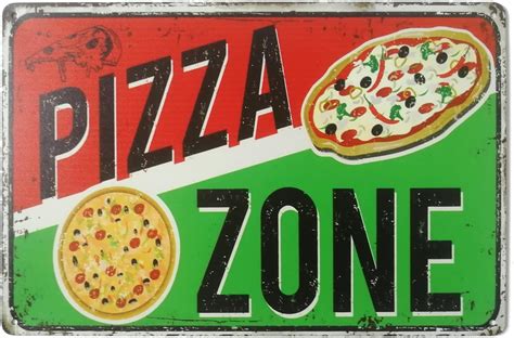 Amazon ERLOOD Pizza Zone Tin Sign Home Kitchen Signs Wall Decor