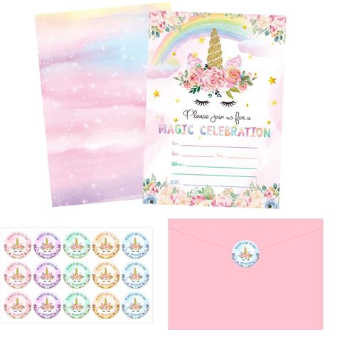 Buy Pack Unicorn Birthday Invitation Unicorn Party Invitation Cards