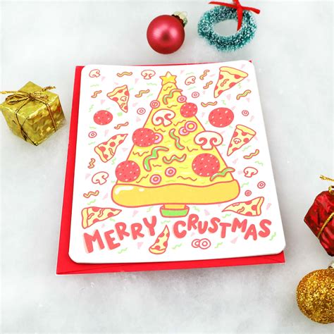 Funny Pizza Christmas Card Card Merry Crustmas Holiday Etsy Australia