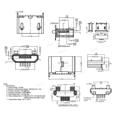 Micro Usb Port Dimensions