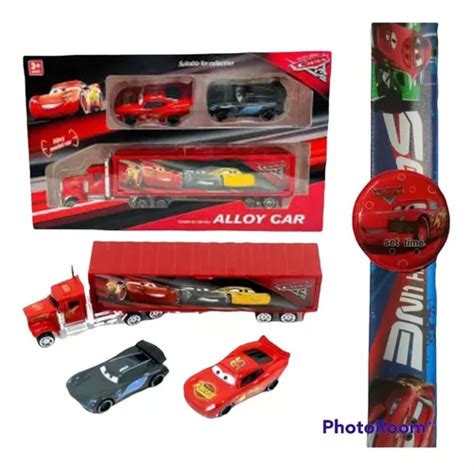 Cars Mula Camión Mack 2 Carros Impulso Rayo Mcqueen Reloj Cuotas