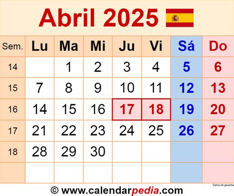 Calendario Abril Con Festivos Para Imprimir Genni Jolynn