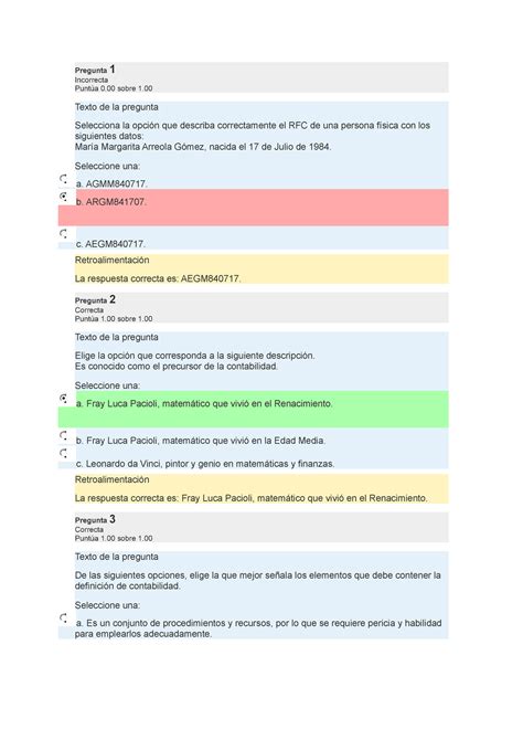 Examen Contabilidad Financiera V Pregunta Incorrecta Punt A