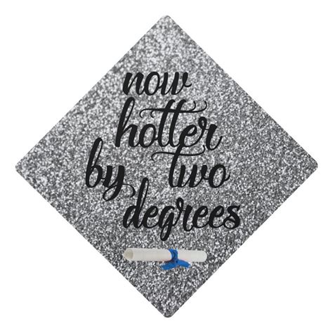 Silver Glitter Now Hotter By Two Degrees Graduation Cap Topper Adult Unisex Size Large