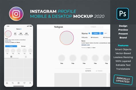 Instagram Profile Mockup | Creative Photoshop Templates ~ Creative Market