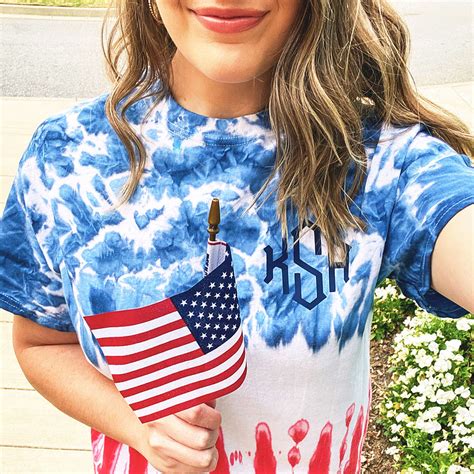 Monogrammed American Flag Tie Dye T Shirt Marleylilly