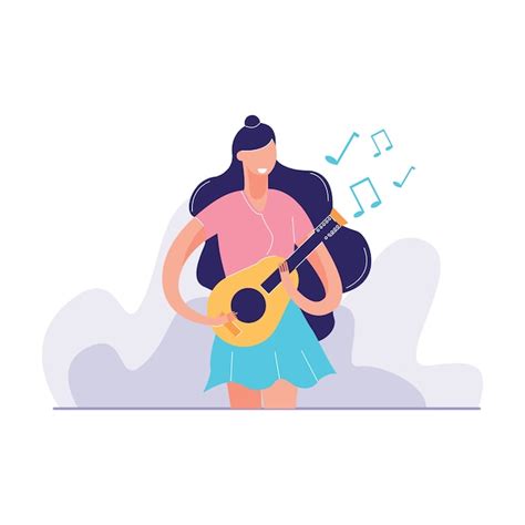 Illustration Vectorielle De Femme Jouant De La Guitare Vecteur Premium