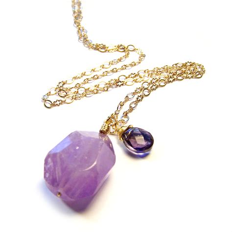 Unique Purple Nugget Amethyst Gemstone Pendant Necklace · Poppy Frog Handmade Jewelry · Online