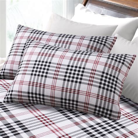 Tribeca Living 6-ounce Hemstitched Plaid Deep Pocket Flannel Bed Sheet