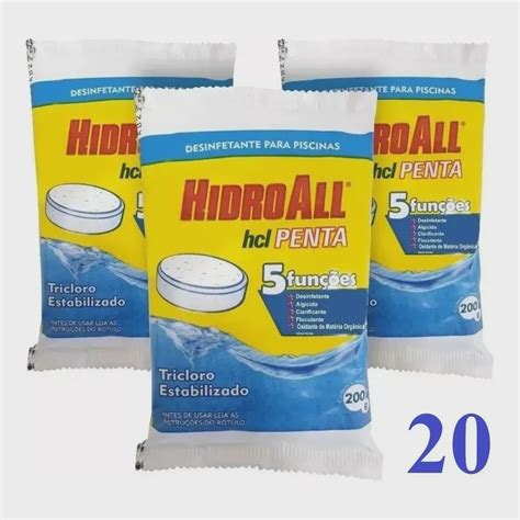 20 Pastilha De Cloro Hcl Penta 5 Em 1 Hidroall No Shoptime