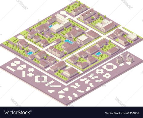 Isometric Small Town Map Creation Kit Royalty Free Vector