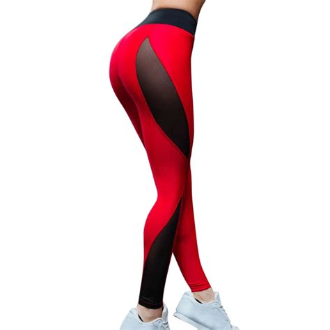 Mesh Fitness Leggings For Women Sporting Workout Elastic Trousers